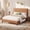 Orange Brown, variant on Frostbloom Queen Bed Frame, Upholstered Faux Leather Platform Bed with Adjustable Headboard, Dark Brown