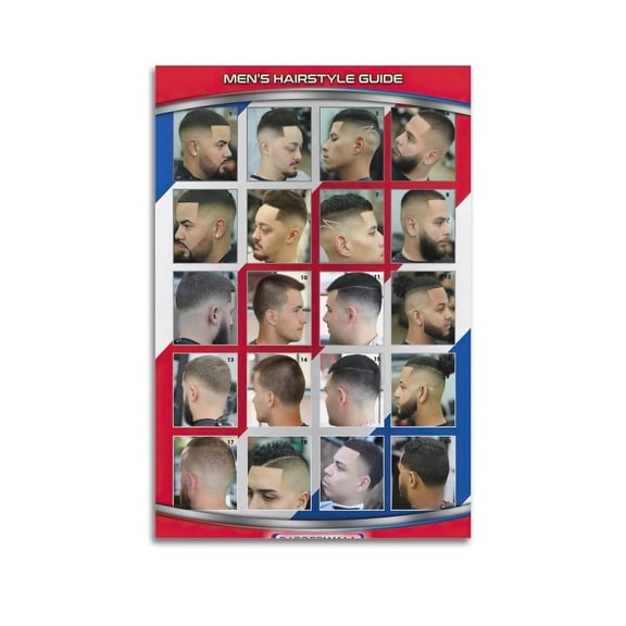 Barber Shop Poster - Salon Poster with Modern Haircuts Canvas Wall Art