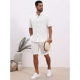 thumbnail image 5 of DARING DIVA Men's Texture Short Sleeve Button Down Casual Knitted Shirt M White, 5 of 7