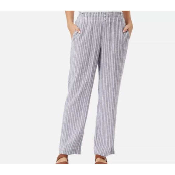 Briggs Ladies' Linen Blend Pants, Blue Stripes XXL