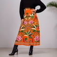 thumbnail image 2 of Wxolcjlv Womens Tropical Floral Print High Waist Midi Skirt Straight Cut Long Skirts, 2 of 5