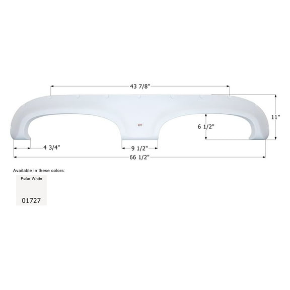 Icon Technologies 01727 - FS1727 66-1/2"L x 11"H (6-1/2" Arch Heigh) Polar White Tandem Fender Skirt for Keystone Hideout/Hornet Model