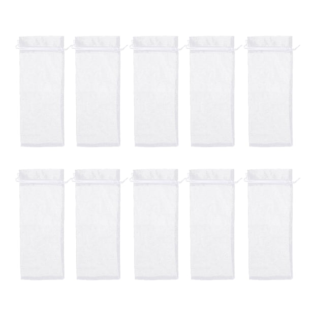 EeaseMX 10 bolsas de gasa para regalo, reutilizables, con cordón para botellas de vino, champán y cerveza (blancas)
