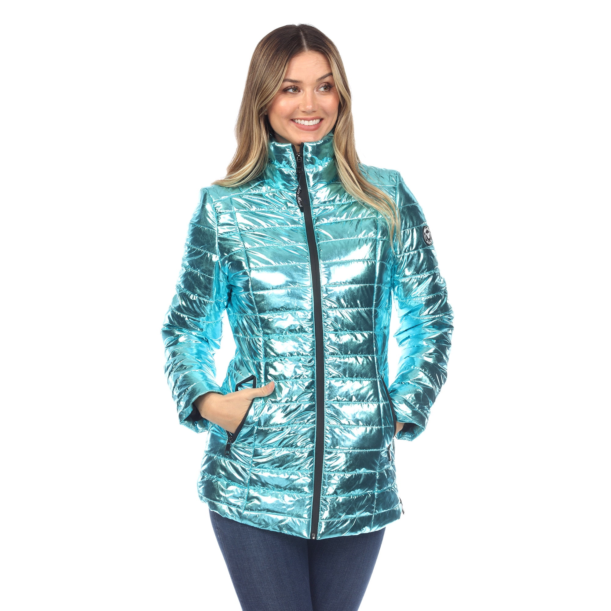Metallic funnel hooded puffer hotsell