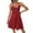 Red, variant on Women Fashion Sexy Deep V Neck Button Up Waist Casual Dress Flowy Comfortable Summer Outfit