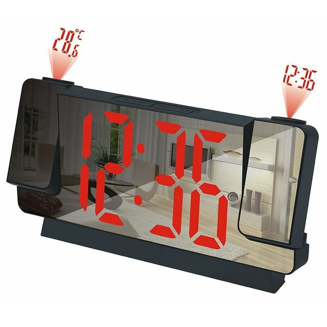 SDNall Réveil pour Chambre, Réveil à Projection, Réveil à Projection Grand Écran avec Fonction Sommeil Silencieux, Veilleuse Numérique Intelligente Multifonctionnelle Horloge de Bureau