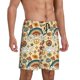 thumbnail image 2 of Balery Mushrooms And Rainbows Peace Pantalones cortos de pijama de punto de algodón para hombre con cinturilla y bolsillos-3X-Large, 2 of 6