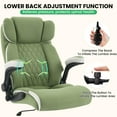 thumbnail image 6 of HomeZeer Big and Tall Office Chair 500lbs, High Back Executive Fabric Desk Chair with Adjustable Lumbar Support, Flip-Up Arms, Heavy Duty Upgraded Rubber Wheels for Home Office, Green, 6 of 9