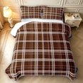 thumbnail image 2 of Manfei Classic Checkered Twin Quilt Set,Rustic Plaid Twin Coverlet Set,Brown White,2 Pieces,1 Bedspread and 1 Pillowcase, 2 of 7