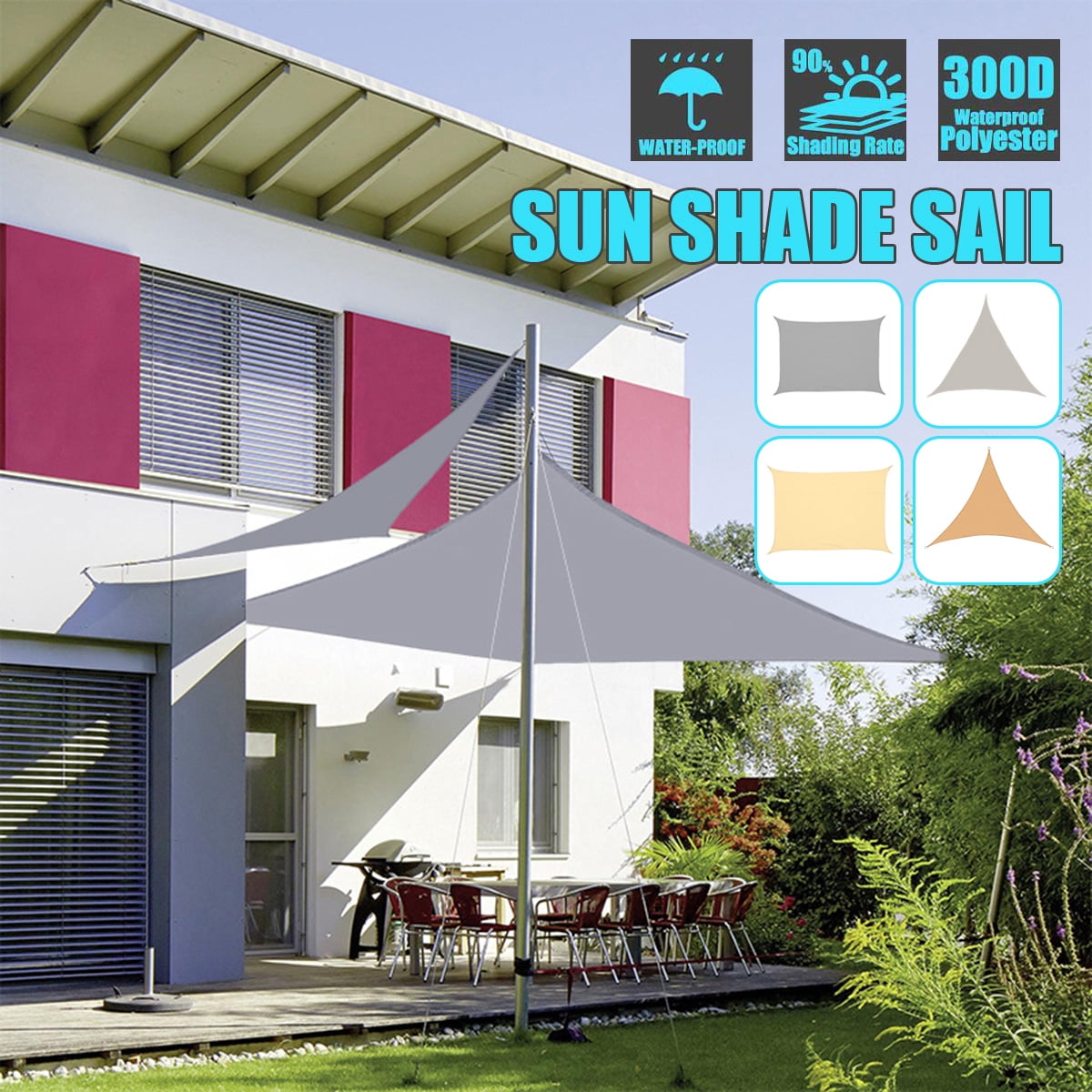 Waterproof Sun Shade Sail 300D Oxford Cloth Canopy UV ...