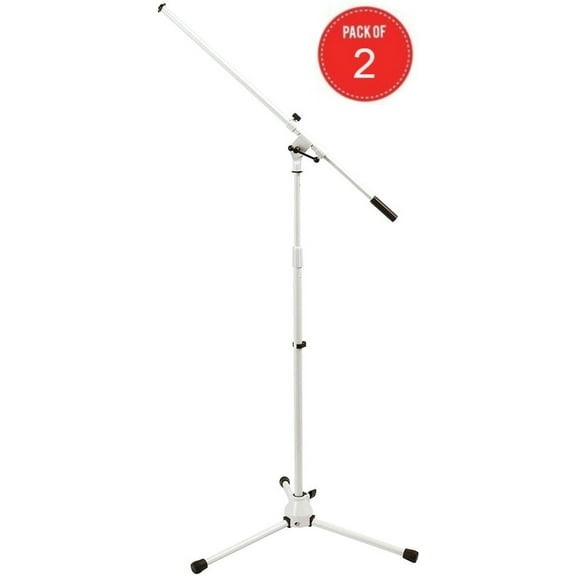 On-Stage Telescoping Microphone Boom Stand, White (Set of 2)