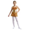 thumbnail image 2 of TTAO Kids Girls Ruffle Sequin Dress Metallic Hip Hop Jazz Dance Outfit Tutu Skirted Leotard Performance Dancewear Gold 6, 2 of 7
