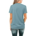 thumbnail image 5 of Gbsyewxs Womens Tops Crew Neck Short Sleeve Ruffle Solid Color Loose Summer T Shirts For Women Light Blue, 5 of 7
