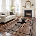 thumbnail image 5 of 6x9 Washable Area Rug, Chicken Eggs Non-Slip Large Rectangle Rug for Living Room Dining Room, Farmhouse Animal Brown Wood Grain Indoor Floor Mat for Home Decor, 5 of 9