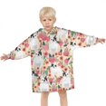 thumbnail image 3 of Cute Cartoon Rose with Dog Bulldog Blanket Hoodies for Kids 6-13YR Oversize Wearable Blanket Hoodies for Boys Girls Teens, 3 of 7