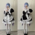 thumbnail image 4 of Anime Ram Rem disfraz de sirvienta Lolita Cosplay Vestido Re:zero Kara Hajimeru Isekai Seikatsu disfraces de Halloween para mujeres Vestido Loli, 4 of 5