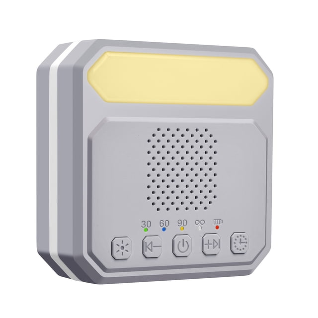 Máquina para dormir Máquina de sonido para dormir para bebés, máquina de ruido blanco de escritorio con luz nocturna, 21 música relajante, temporizador de 30 min/60 min/90 min, batería integrada, cone Abody Máquina para dormir
