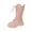 a-Pink4818, variant on VNKIDY Girls Kids Solid Color Leather Knee High Boots Plush Lined Warm Lace Up Thick Traction Sole Shoes For Cold Weather Outdoor Activities Cute Footwear