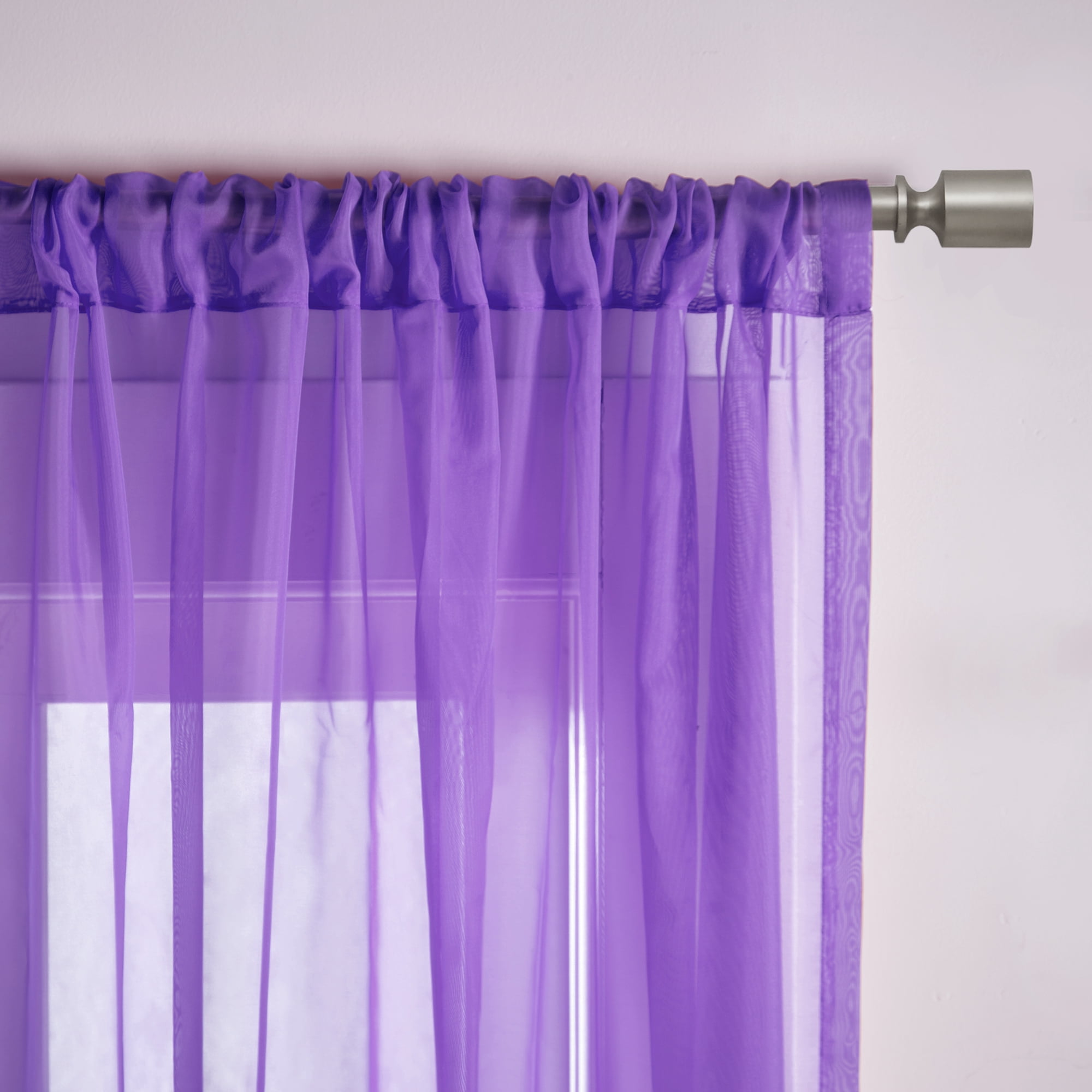 Madison Park Solid Voile 1 Piece Purple Sheer Window Curtain, 50"x 95"