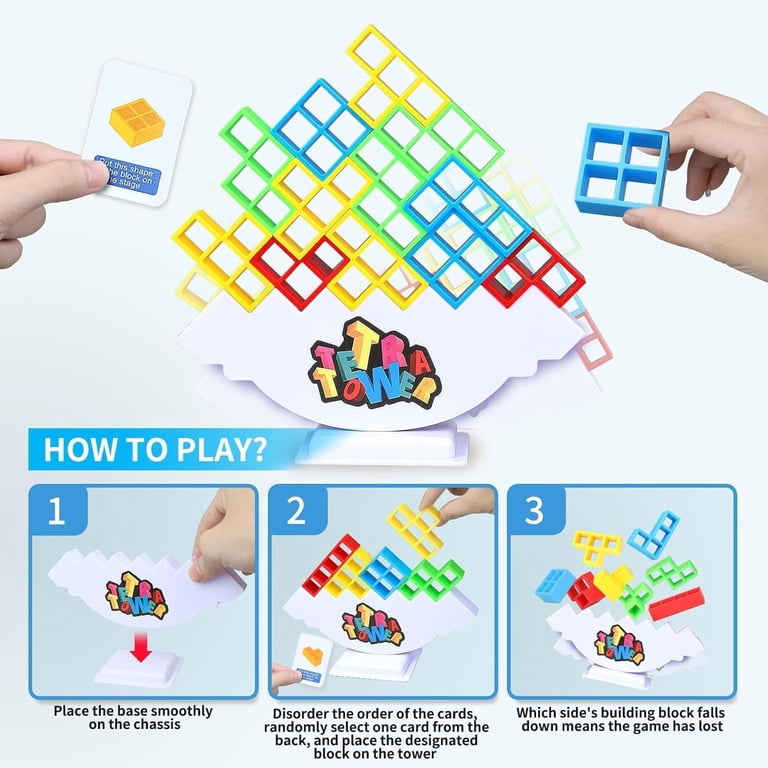 NAMIS Tetris Balance Game - Tour Tetra Tower 64 Pièces, Jouet D'Équilibrage Pour Enfants Et Adultes
