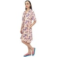 thumbnail image 5 of Bimba Women's Peach Sleepshirt Short Sleeve Floral Print Nightwear With Pockets - 4, 5 of 9