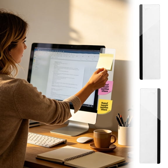 Compact Desk Side Note Holder, Self Adhesive Acrylic Memo Pad for Laptop and Workstation, Handy Sticky Note Organizer for Office, Home, and Craft Use (11.02x3.07 Inch)
