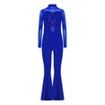 thumbnail image 3 of CHICTRY Kids Girls Sequins Bell-Bottoms Jumpsuit Full Body Unitard Mesh Splice Jazz Dance Bodysuit Disco Party Rompers Blue 6, 3 of 7