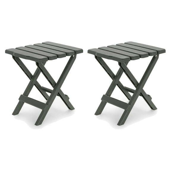 Camco Adirondack Camping Small Plastic Folding Side Table, Sage (2 Pack)