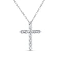 thumbnail image 2 of Bling Jewelry Womens Bridal Necklace Minimalist Sterling Silver Cross Pendant with Cubic Zirconia, 2 of 5