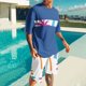 thumbnail image 2 of Mangas de Mano para Hombres, Impresión Hawaiana Suelta Casual, Pantalones Cortos Deportivos de Cintura Elástica Y Set de Blusa, 2 of 5