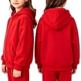 thumbnail image 4 of Gubotare Girls Zip Up Hoodies Teen Fleece Full-Zip Sweatshirts Jacket Casual Fall Hoodie with Pocket Red,Size 9-10 Years, 4 of 8