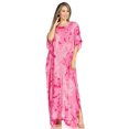 thumbnail image 5 of Sakkas 2019 - Pilar Petit Women's Casual Long Short Sleeve Beach Maxi Caftan Kaftan Dress - 3-Fuchsia - OS, 5 of 5