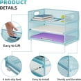 thumbnail image 3 of 3 Tier Paper Organizer Letter Tray, Mesh File Organizer with Handle, Paper Sorter Desk Organizer for Home Office Supplies(Blue), 3 of 5