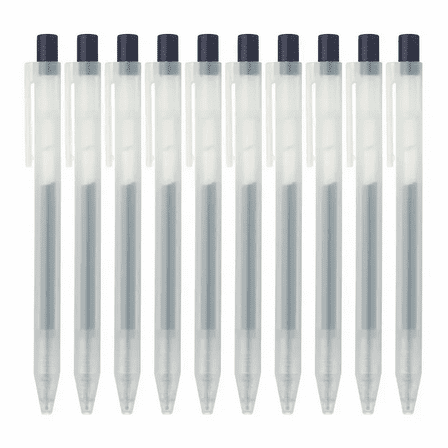 Smooth Gel Ink Ballpoint Pen Blk Knock Type Set Black 10pcs 0.5mm