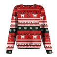 thumbnail image 4 of Women's Fashion Casual Long Sleeve Christmas Printed Neck Sweatshirt Top, Raglan Sleeve Design, Comfortable Pullover for Women, Festive Holiday Wear,Deep Red,2XL, 4 of 4