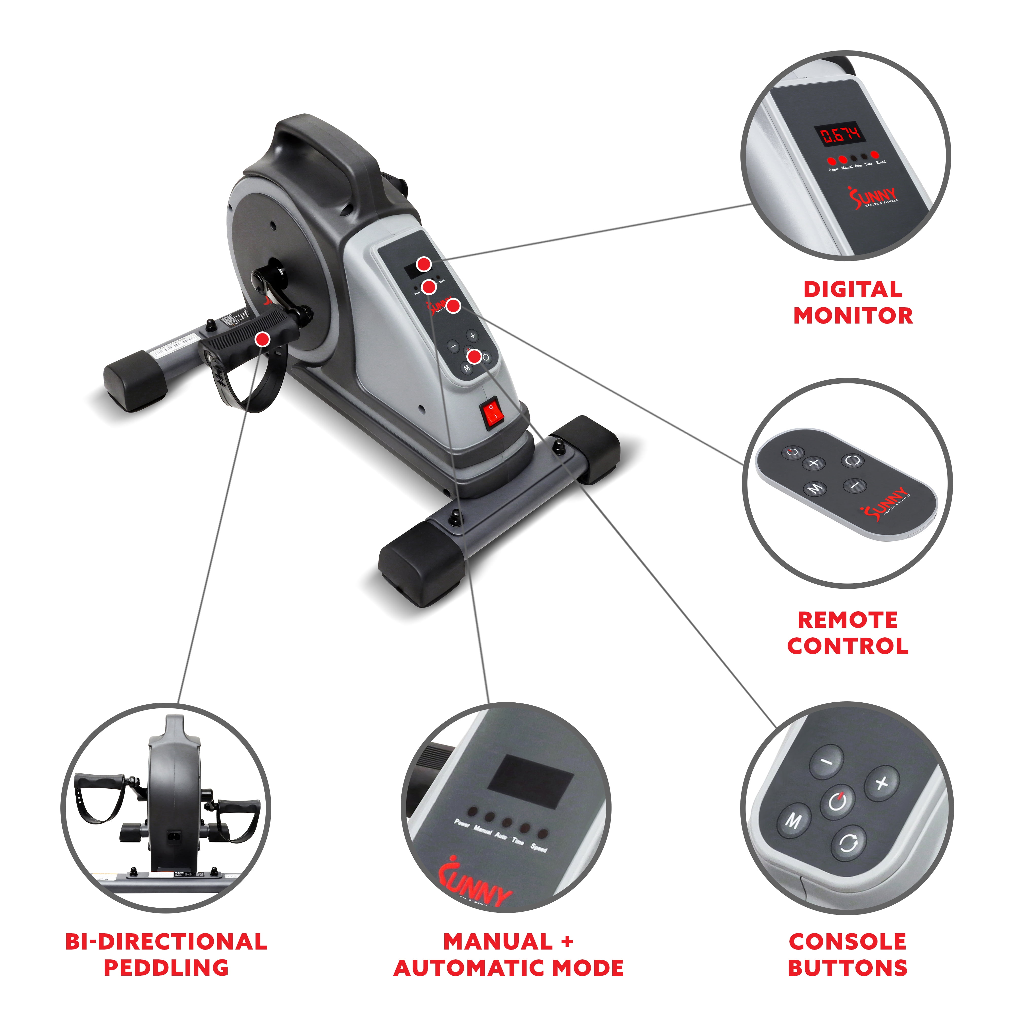 Sunny Health & Fitness Electromagnetic Mini Exercise Bike - SF-B020029