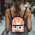 thumbnail image 4 of Eheartsgir Cute White Bunny Small Casual Daypack, Zipper Closure Lightweight Polyester Backpack Purses for Women, for Travel and Daily Use, 4 of 8