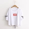 thumbnail image 2 of Camiseta casual de mujer con cuello redondo, media manga, blusa de algodón suelta para chica sidaley AP001743-09, 2 of 7