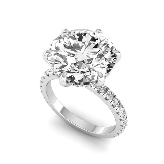 SHANTI JEWEL IGI Certified 7.75 Carat Round Lab Grown Diamond (7 Ct, F, VVS2) Hidden Halo 14K White Gold Wedding Engagement Ring For Womens 7 US