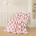 thumbnail image 4 of ROSEKIND Colorful Checkered Flannel Blanket, Super Soft Aesthetic Checkerboard Throw, Thick Fuzzy Fleece Nap Blanket for Single Bed, Gifts for Men, Women and Pets, 60"x80", Blush Pink, 4 of 7