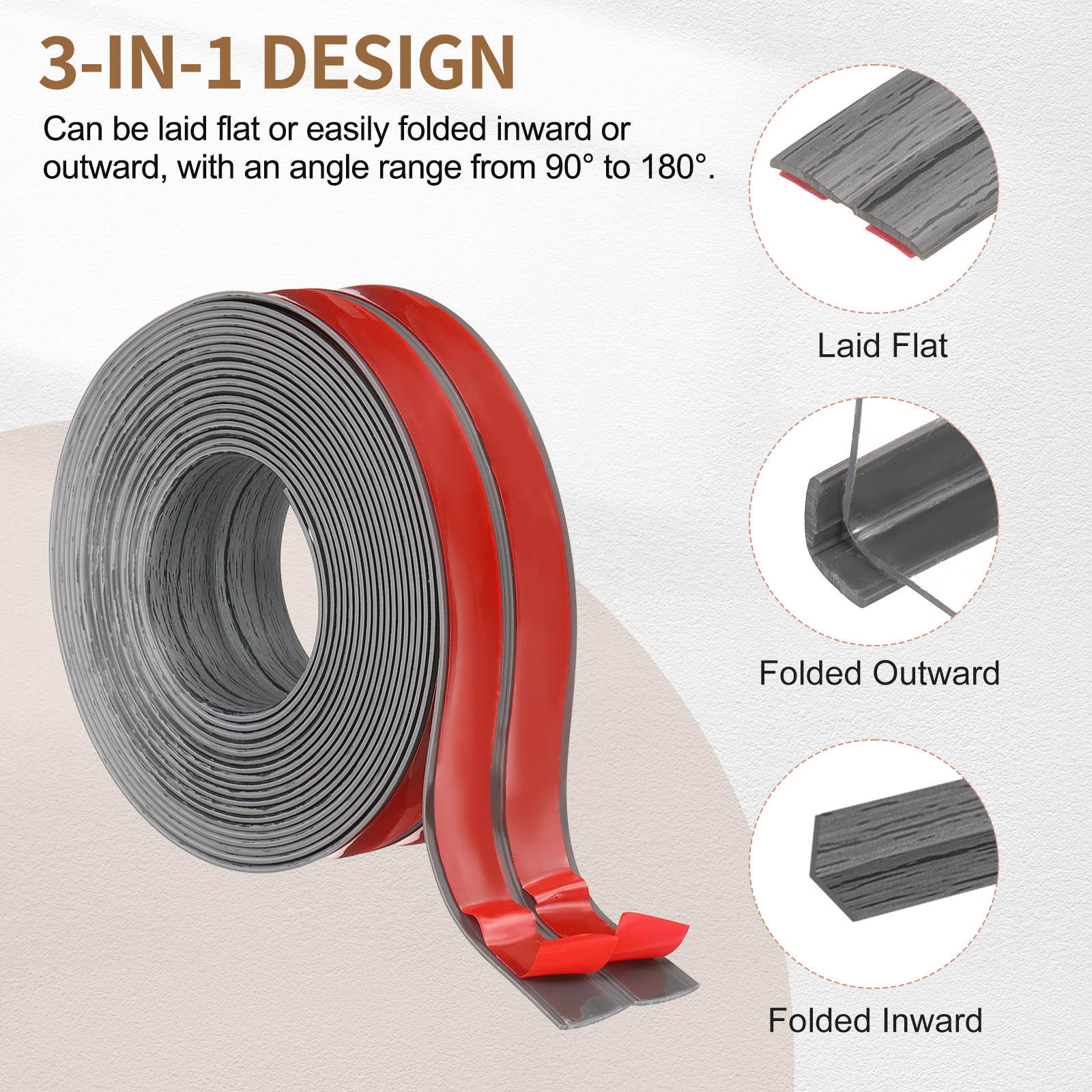 Uxcell Protector 2.4"x19.7 ft Self Adhesive Guard Dark Gray for Wall Table Floor