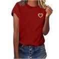 thumbnail image 1 of Wzzjkit T-Shirt Femme Col Rond en Forme de Cœur Imprimé Manches Courtes Décontracté Ample, 1 of 6