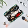 thumbnail image 3 of Cute Limes Leaves Flowers Blue Makeup Bag, Large Capacity Travel Cosmetic Bag for Women Girls- Travel Toiletry Bag Leather Portable Waterproof Makeup Case Organizer with Handle, 3 of 4