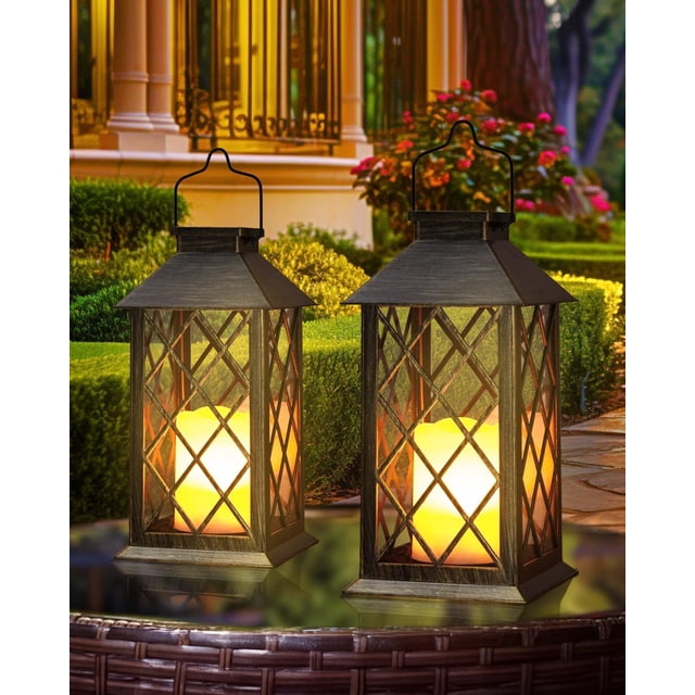 Faroles solares Otdair, 2 unidades, 36 cm, impermeables, estilo retro, LED