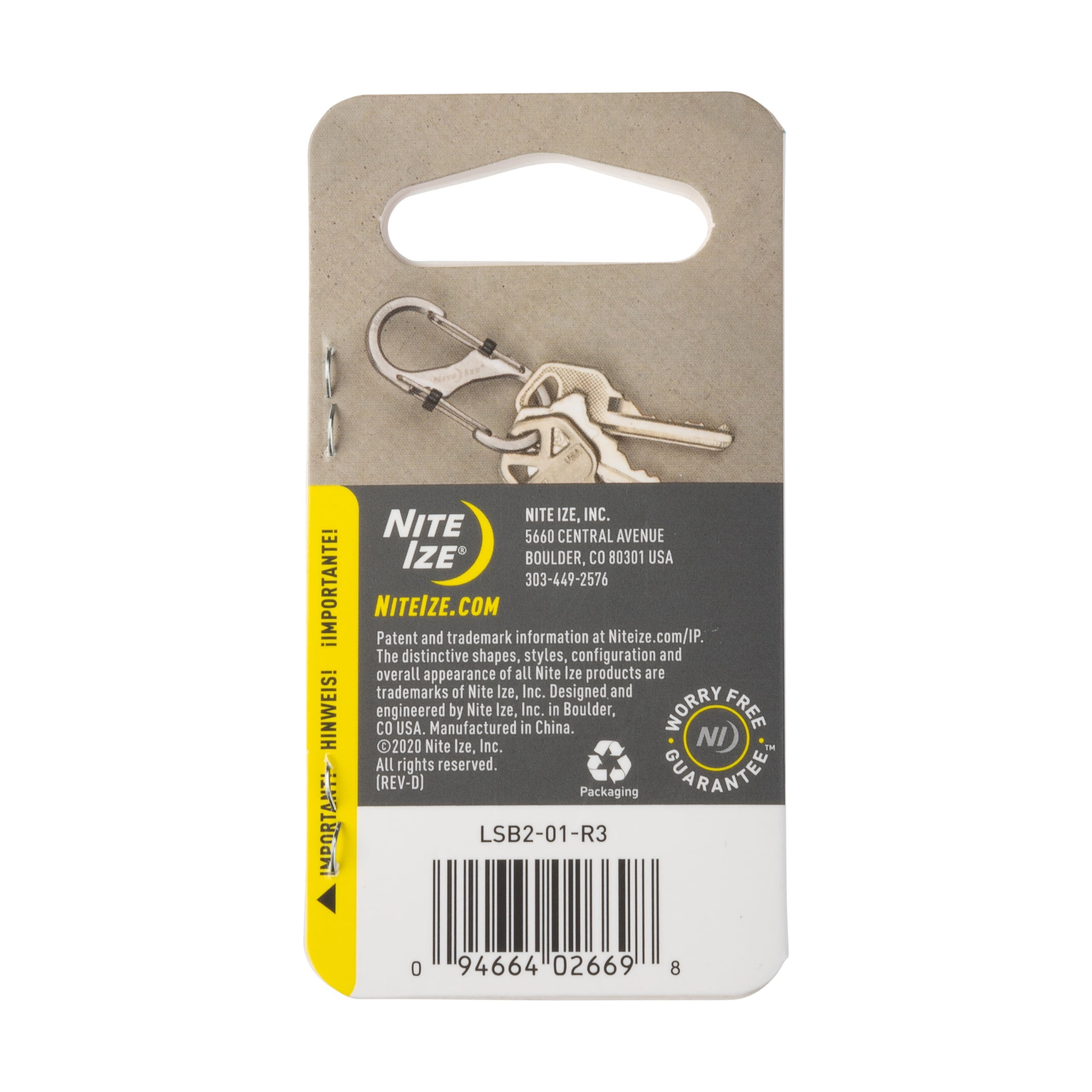 Nite Ize S-Biner SlideLock Stainless Steel - Secure Key Holder Carabiner with SlideLocks - Key & Keychain Organizer - Lockable Carabiner for Daily Use - Size 2, Black (5 Pack)
