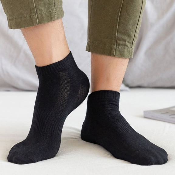 5-Pair Pack Unisex Breathable Ankle Socks, Solid Color Low Cut Cotton Blend Socks for All-Day Comfort and Casual Use, Black, One Size