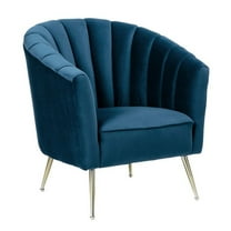 Manhattan Comfort Rosemont Velvet Accent Chair in Blue and Gold
