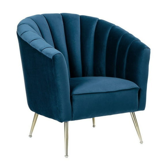 Manhattan Comfort Rosemont Velvet Accent Chair in Blue and Gold