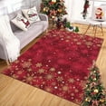 thumbnail image 4 of Christmas Red Gold and White Snowflake Winter Area Rug Rugs for Living Room Bedroom 5' x7'-Red, 4 of 9
