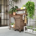 thumbnail image 6 of Outsunny Garden Potting Bench Table with Sink, Lockable Storage Cabinet and Open Shelf, Outdoor Planting Workstation with Steel Tabletop, Dark Brown, 6 of 9